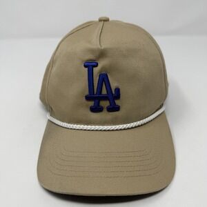 Los Angeles Dodgers Hat Cap Snap Back Mens Tan Blue MLB Baseball Rope Retro
